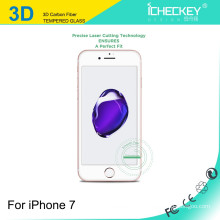 2016 Icheckey 3D fibra de carbono cobertura completa protetor de tela de vidro temperado para iphone7